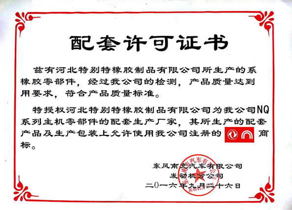 China Hebei Te Bie Te Rubber Product Co., Ltd. Zertifizierungen
